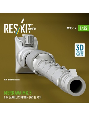Merkava Mk.3 gun barrel (120 mm) + LWS (2 pcs) for HobbyBoss Kit (3D Printed) 