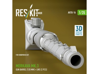 Merkava Mk.3 gun barrel (120 mm) + LWS (2 pcs) for HobbyBoss Kit (3D Printed) 