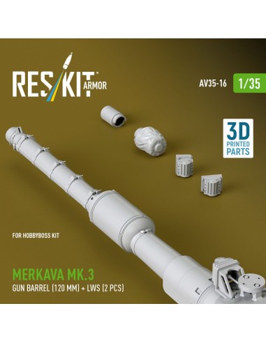 Merkava Mk.3 gun barrel (120 mm) + LWS (2 pcs) for HobbyBoss Kit (3D Printed) 