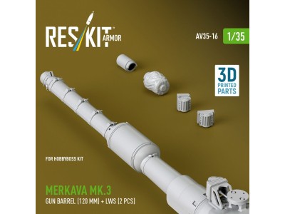 Merkava Mk.3 gun barrel (120 mm) + LWS (2 pcs) for HobbyBoss Kit (3D Printed) 