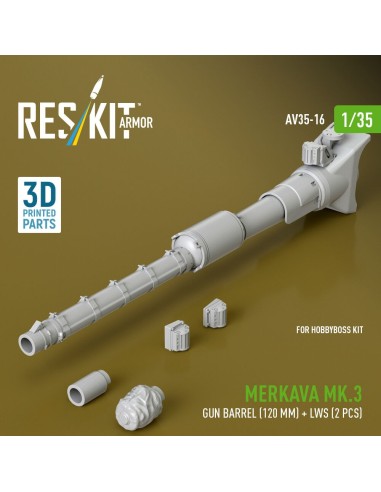 Merkava Mk.3 gun barrel (120 mm) + LWS (2 pcs) for HobbyBoss Kit (3D Printed) 