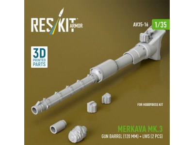 Merkava Mk.3 gun barrel (120 mm) + LWS (2 pcs) for HobbyBoss Kit (3D Printed) 