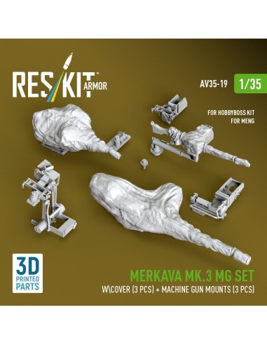 Merkava Mk.3 MG set w\cover (3 pcs) + machine gun mounts (3 pcs) for Meng/HobbyBoss kit (3D Printed) 