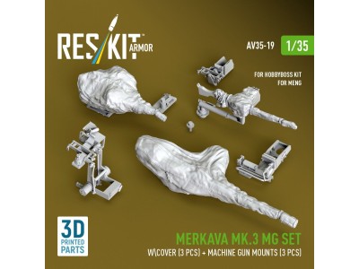 Merkava Mk.3 MG set w\cover (3 pcs) + machine gun mounts (3 pcs) for Meng/HobbyBoss kit (3D Printed) 