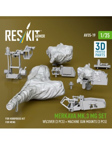 Merkava Mk.3 MG set w\cover (3 pcs) + machine gun mounts (3 pcs) for Meng/HobbyBoss kit (3D Printed) 