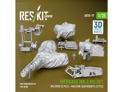 Merkava Mk.3 MG set w\cover (3 pcs) + machine gun mounts (3 pcs) for Meng/HobbyBoss kit (3D Printed) 