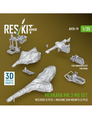 Merkava Mk.3 MG set w\cover (3 pcs) + machine gun mounts (3 pcs) for Meng/HobbyBoss kit (3D Printed) 
