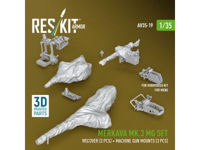 Merkava Mk.3 MG set w\cover (3 pcs) + machine gun mounts (3 pcs) for Meng/HobbyBoss kit (3D Printed) 