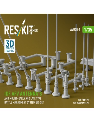 IDF AFV antenna's and mount+early and late type battle managment system big set (3D Printed) 