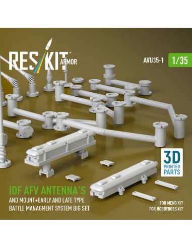 IDF AFV antenna's and mount+early and late type battle managment system big set (3D Printed) 