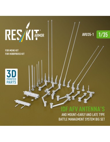 IDF AFV antenna's and mount+early and late type battle managment system big set (3D Printed) 