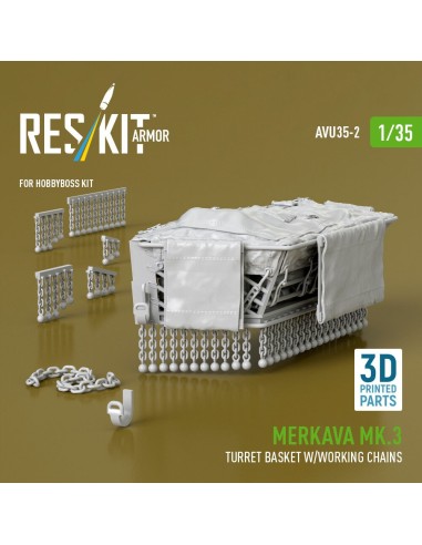 Merkava Mk.3 turret basket w/working chains for HobbyBoss kit (3D Printed) 