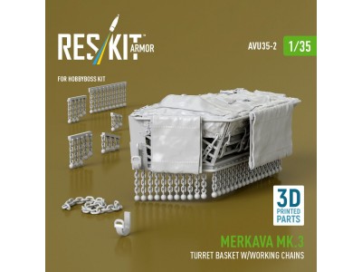 Merkava Mk.3 turret basket w/working chains for HobbyBoss kit (3D Printed) 