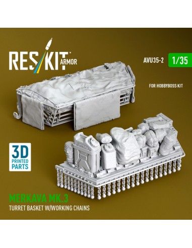 Merkava Mk.3 turret basket w/working chains for HobbyBoss kit (3D Printed) 