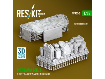 Merkava Mk.3 turret basket w/working chains for HobbyBoss kit (3D Printed) 