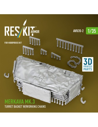 Merkava Mk.3 turret basket w/working chains for HobbyBoss kit (3D Printed) 