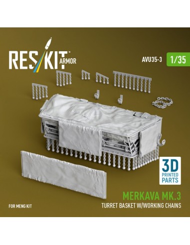 Merkava Mk.3 turret basket w/working chains for Meng kit (3D Printed) 