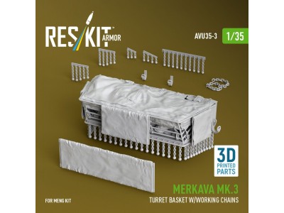 Merkava Mk.3 turret basket w/working chains for Meng kit (3D Printed) 