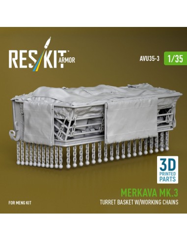 Merkava Mk.3 turret basket w/working chains for Meng kit (3D Printed) 
