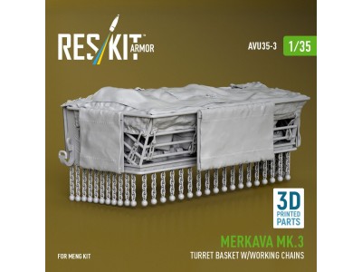Merkava Mk.3 turret basket w/working chains for Meng kit (3D Printed) 