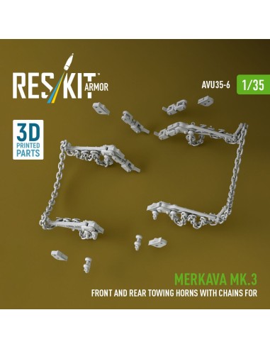 Merkava Mk.3 front and rear towing horns with chains for Meng/Hobby Boss kit (3D Printed) 