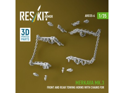 Merkava Mk.3 front and rear towing horns with chains for Meng/Hobby Boss kit (3D Printed) 