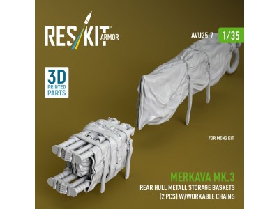 Merkava Mk.3 rear hull metall storage baskets (2 pcs) w/workable chains for Meng kit (3D Printed) 