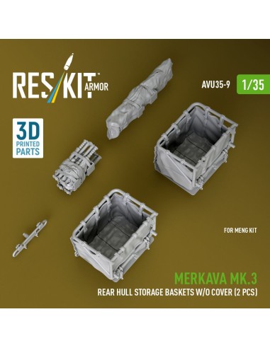 Merkava Mk.3 rear hull storage baskets w/o cover (2 pcs) for Meng kit (3D Printed) 