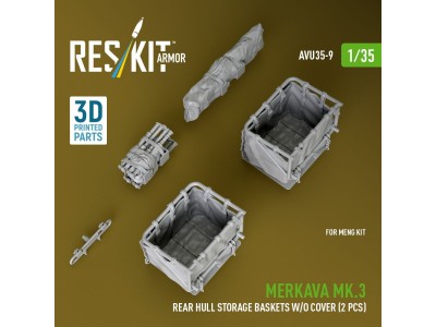Merkava Mk.3 rear hull storage baskets w/o cover (2 pcs) for Meng kit (3D Printed) 