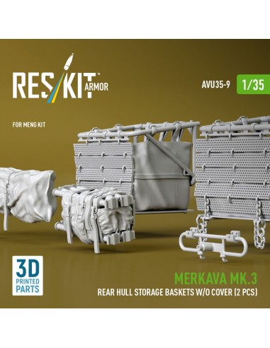 Merkava Mk.3 rear hull storage baskets w/o cover (2 pcs) for Meng kit (3D Printed) 
