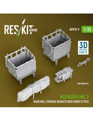 Merkava Mk.3 rear hull storage baskets w/o cover (2 pcs) for Meng kit (3D Printed) 