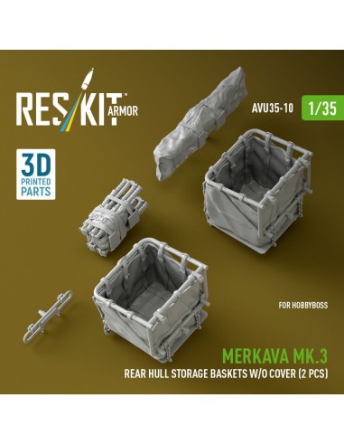 Merkava Mk.3 rear hull storage baskets w/o cover (2 pcs) for HobbyBoss kit (3D Printed) 