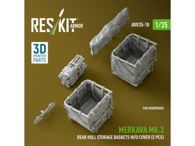 Merkava Mk.3 rear hull storage baskets w/o cover (2 pcs) for HobbyBoss kit (3D Printed) 