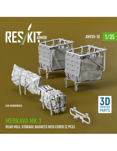 Merkava Mk.3 rear hull storage baskets w/o cover (2 pcs) for HobbyBoss kit (3D Printed) 