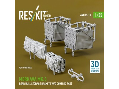 Merkava Mk.3 rear hull storage baskets w/o cover (2 pcs) for HobbyBoss kit (3D Printed) 