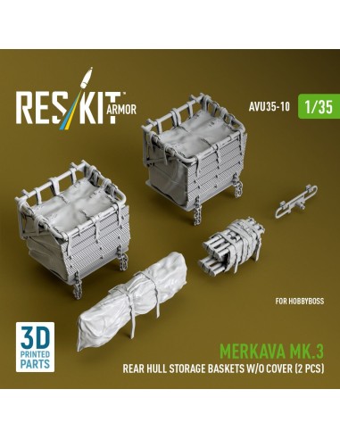 Merkava Mk.3 rear hull storage baskets w/o cover (2 pcs) for HobbyBoss kit (3D Printed) 