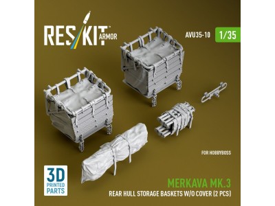 Merkava Mk.3 rear hull storage baskets w/o cover (2 pcs) for HobbyBoss kit (3D Printed) 