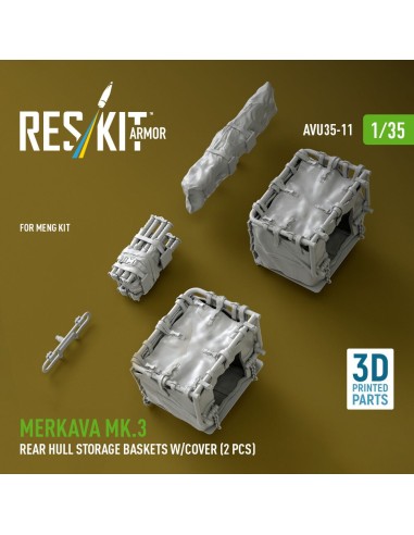 Merkava Mk.3 rear hull storage baskets w/cover (2 pcs) for Meng kit (3D Printed) 