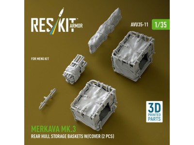 Merkava Mk.3 rear hull storage baskets w/cover (2 pcs) for Meng kit (3D Printed) 