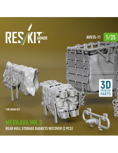 Merkava Mk.3 rear hull storage baskets w/cover (2 pcs) for Meng kit (3D Printed) 