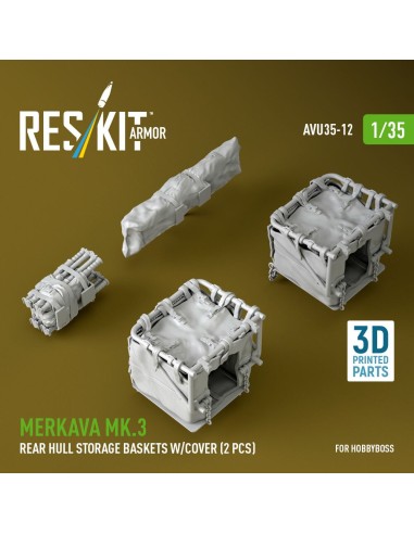 Merkava Mk.3 rear hull storage baskets w/cover (2 pcs) for HobbyBoss kit (3D Printed) 