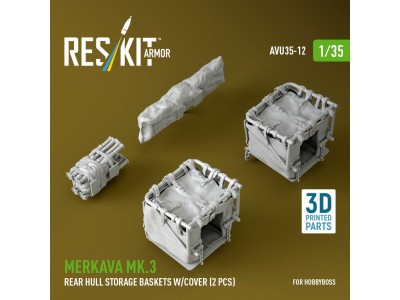 Merkava Mk.3 rear hull storage baskets w/cover (2 pcs) for HobbyBoss kit (3D Printed) 