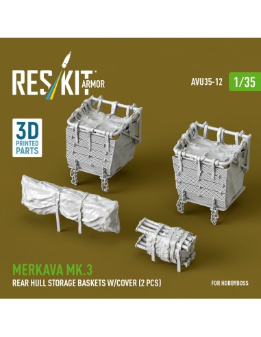 Merkava Mk.3 rear hull storage baskets w/cover (2 pcs) for HobbyBoss kit (3D Printed) 