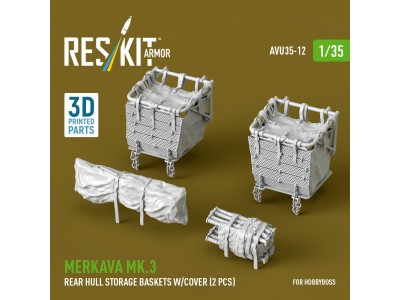 Merkava Mk.3 rear hull storage baskets w/cover (2 pcs) for HobbyBoss kit (3D Printed) 