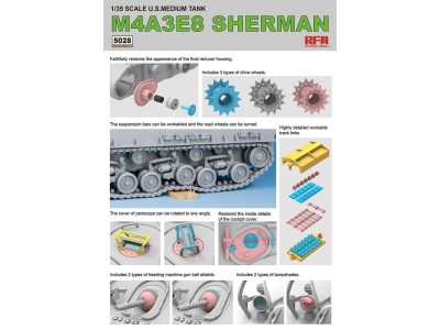 SHERMAN M4A3E8 W/Workable Track links 
