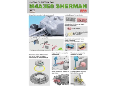 SHERMAN M4A3E8 W/Workable Track links 