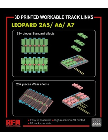 Workable track links for LEOPARD 2A5/A6/A7 (3D printed ) 