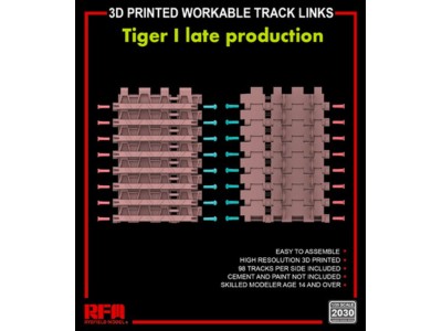 3D printed  Workable track links for Tiger I late 