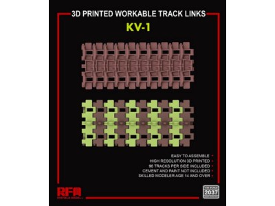 3D printed  Workable track links for KV-1 