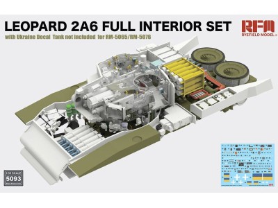 Leopard 2A6 Full Interior Set with Ukraine Decal for RFM-5065/76 (Tank Not included) 